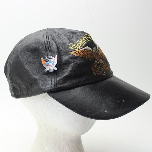 Harley Davidson Center Logo Black Leather Ball Cap Hat - Picture 7 of 12